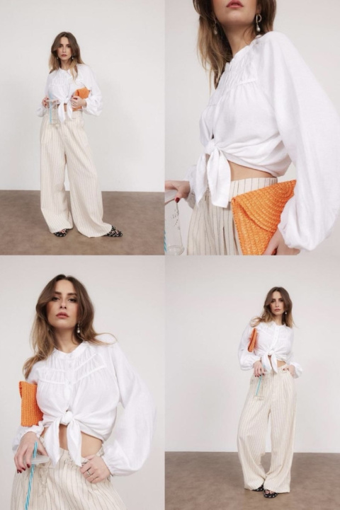 Lekka koszula boho | rayon, len i bawełna | biała Lekka koszula boho | rayon, len i bawełna | biała