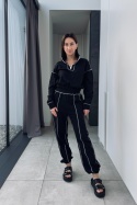 Bawełniany dres z przeszyciami | czarny