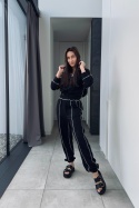 Bawełniany dres z przeszyciami | czarny