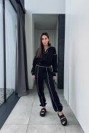 Bawełniany dres z przeszyciami | czarny