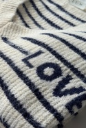 Mięsisty sweter LOVE w paski z brokatową nitką