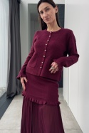 Komplet Elena: kardigan i spódnica | bordowy Komplet Elena: kardigan i spódnica | bordowy