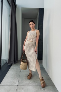 Koronkowa spódnica midi z topem LY88256