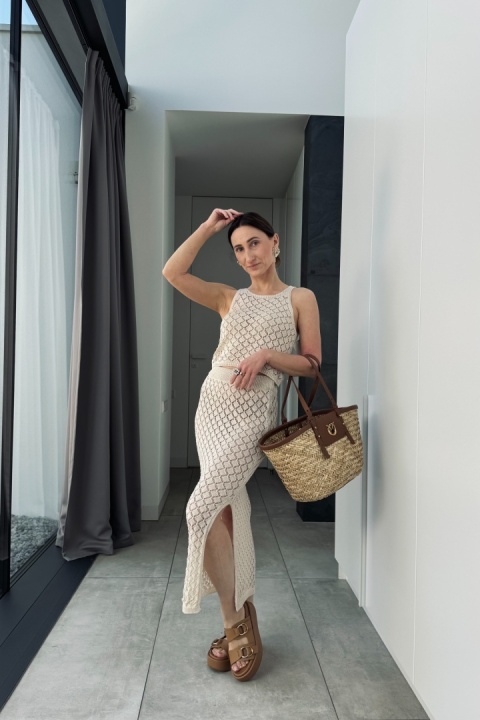 Koronkowa spódnica midi z topem LY88256 Koronkowa spódnica midi z topem LY88256