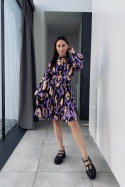 Sukienka animal print 31612, fioletowa