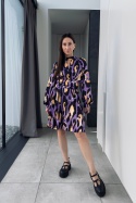 Sukienka animal print 31612, fioletowa
