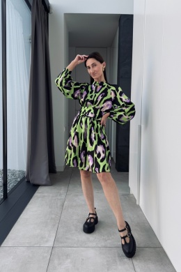 Sukienka animal print 31612, zielona
