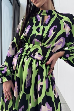 Sukienka animal print 31612, zielona