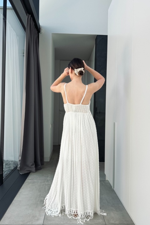Sukienka maxi boho z frędzlami 1123 z jedwabiem Sukienka maxi boho z frędzlami 1123 z jedwabiem