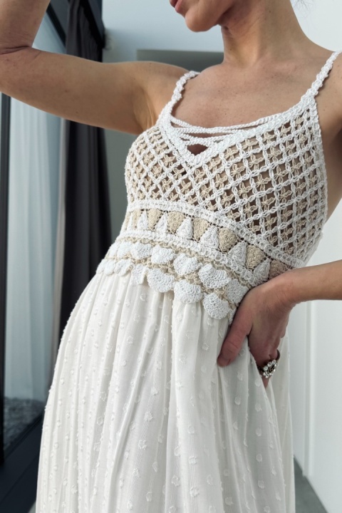 Sukienka maxi boho z frędzlami 1123 z jedwabiem Sukienka maxi boho z frędzlami 1123 z jedwabiem