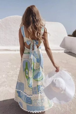 Sukienka maxi Mykonos | bawełna i len