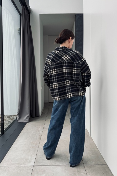 Bawełniana koszula flanelowa w kratę | czarna Bawełniana koszula flanelowa w kratę | czarna