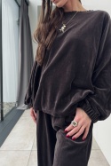 Welurowy dres Comfy Milano w kolorze czekoladowym Welurowy dres Comfy Milano w kolorze czekoladowym