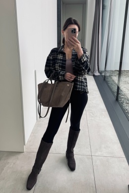 Bawełniana koszula flanelowa w kratę | czarna