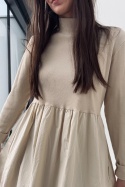 Bawełniana sukienka A52363 beżowa