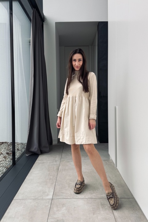 Bawełniana sukienka A52363 beżowa