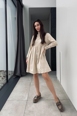 Bawełniana sukienka A52363 beżowa