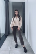 Bluzka z kołnierzykiem Bella | beżowa