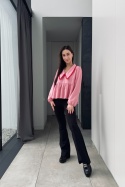 Bluzka z kołnierzykiem Bella | różowa