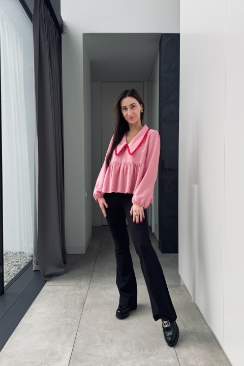 Bluzka z kołnierzykiem Bella | różowa