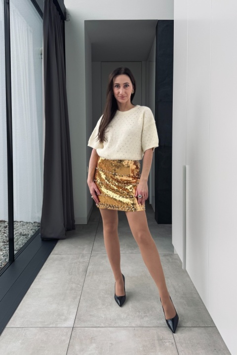 Cekinowa spódnica mini, złota
