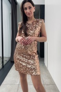 Cekinowa sukienka mini, z wycięciem na plecach, złota