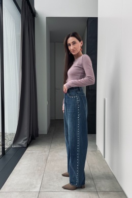 Jeansy barrel Urban Ease z ćwiekami