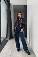 Jeansy wide fit City look z przeszyciami