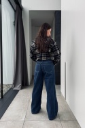 Jeansy wide fit City look z przeszyciami