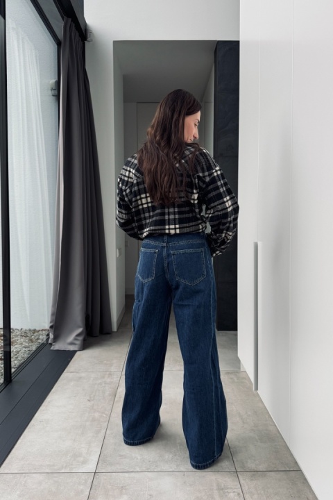 Jeansy wide fit City look z przeszyciami