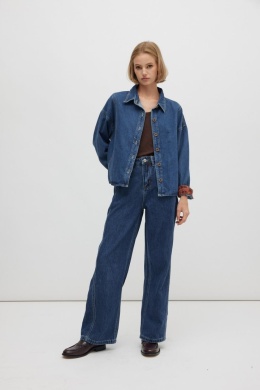 Jeansy wide fit City look z przeszyciami