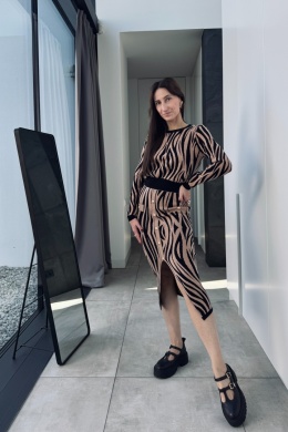 Komplet animal print ZM1638 camel/czarny