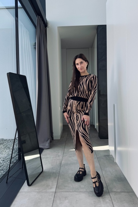 Komplet animal print ZM1638 camel/czarny Komplet animal print ZM1638 camel/czarny
