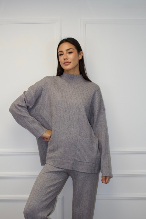 Komplet z kaszmirem | wiskoza, kaszmir | szary