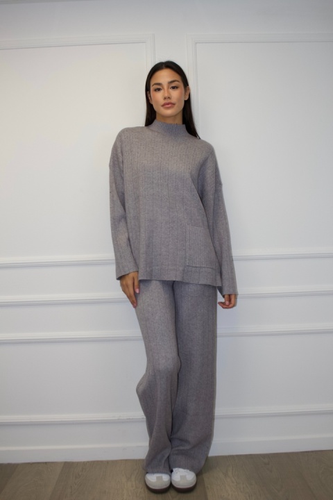 Komplet z kaszmirem | wiskoza, kaszmir | szary