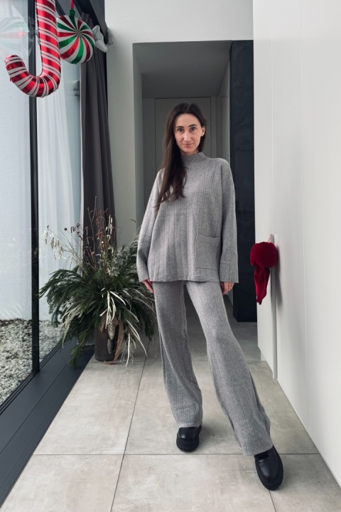 Komplet z kaszmirem | wiskoza, kaszmir | szary