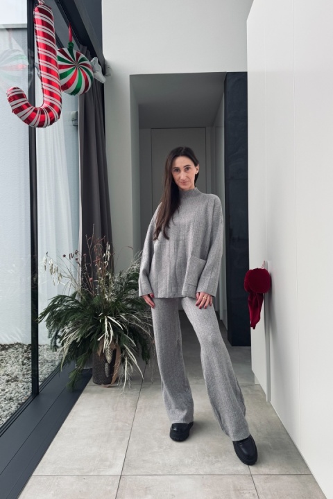 Komplet z kaszmirem | wiskoza, kaszmir | szary