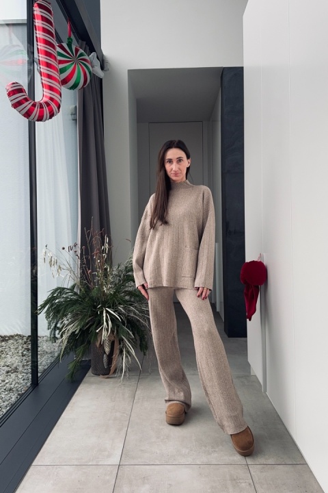 Komplet z kaszmirem | wiskoza, kaszmir | camel