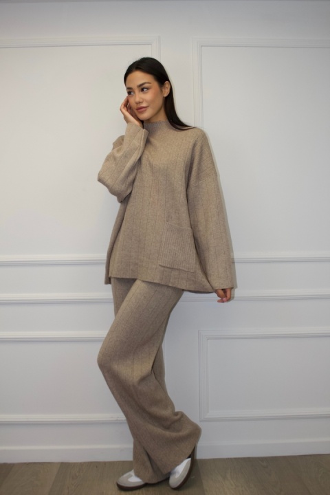 Komplet z kaszmirem | wiskoza, kaszmir | camel