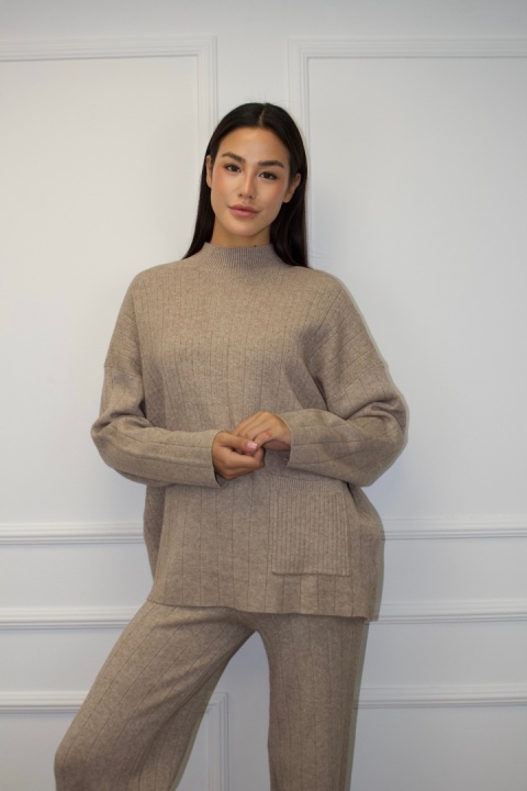 Komplet z kaszmirem | wiskoza, kaszmir | camel