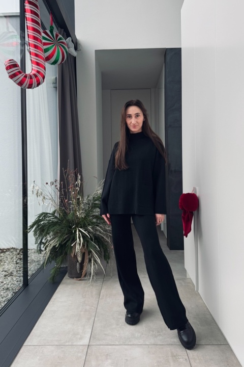 Komplet z kaszmirem | wiskoza, kaszmir | czarny