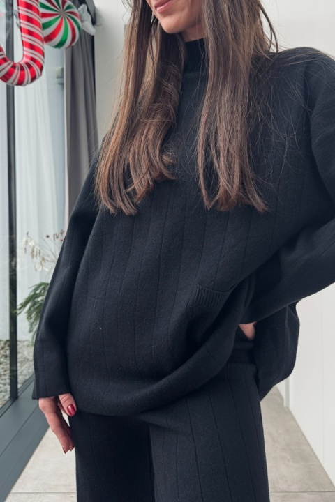 Komplet z kaszmirem | wiskoza, kaszmir | czarny