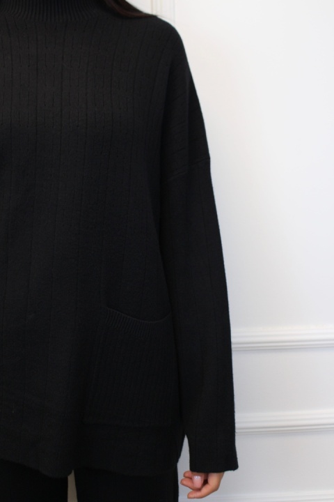 Komplet z kaszmirem | wiskoza, kaszmir | czarny