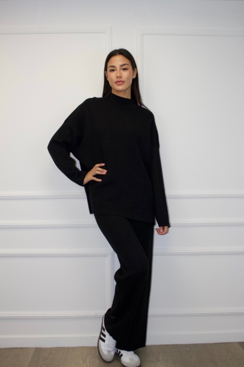 Komplet z kaszmirem | wiskoza, kaszmir | czarny