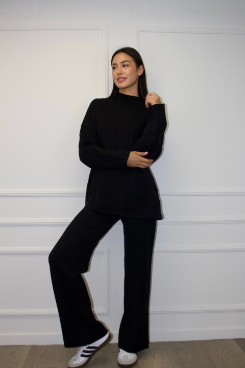 Komplet z kaszmirem | wiskoza, kaszmir | czarny