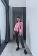 Bluzka z kołnierzykiem Bella | różowa