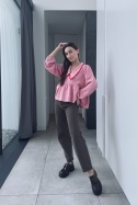 Bluzka z kołnierzykiem Bella | różowa