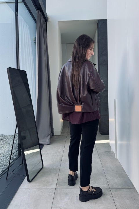 Kurtka Niu ze skóry ekologicznej | bordowa