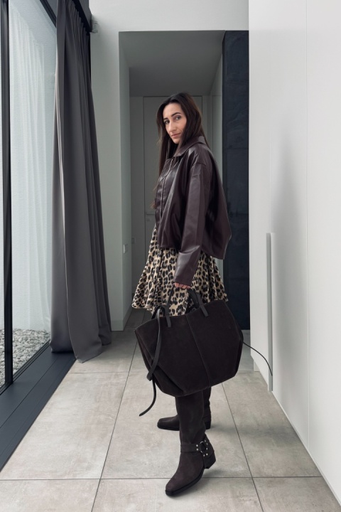 Kurtka Niu ze skóry ekologicznej | bordowa