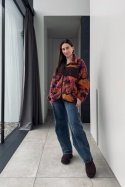Kurtka polar w kolorowe kwiaty Cozy Flower Fall | czekolada Kurtka polar w kolorowe kwiaty Cozy Flower Fall | czekolada